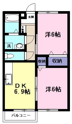 ガーデンヒルズ(2DK/1階)の間取り写真