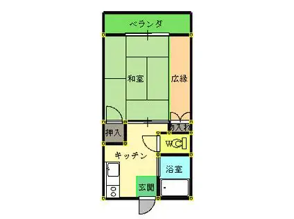 ユタカハイツ(1DK/2階)の間取り写真