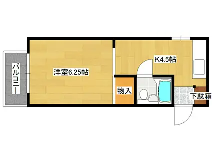 シャンブルミヤタ(1K/3階)の間取り写真