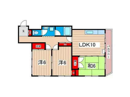東台マンション(3LDK/3階)の間取り写真