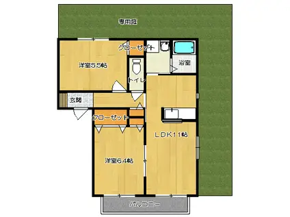 カサグランデ AB棟(2LDK/1階)の間取り写真