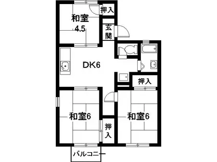 ハイツ伊藤(3DK/2階)の間取り写真