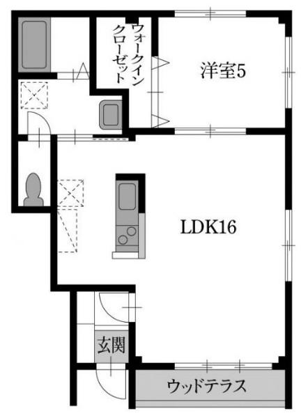 ピースディライトA(1LDK/1階)の間取り写真