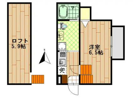 シェモア北仙台(1K/2階)の間取り写真