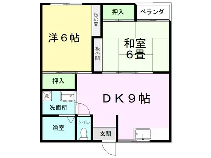 ロフティYAHATA(2DK/2階)の間取り写真