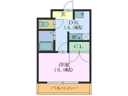 アメニティハイツ中砂(1K/3階)の間取り写真