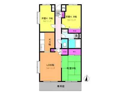 オークヒルズ宮ノ下(3LDK/1階)の間取り写真