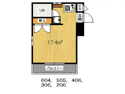 Uトピア高幡不動(ワンルーム/2階)の間取り写真