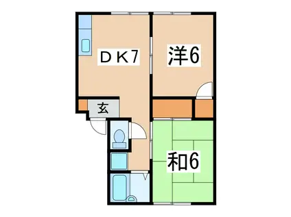 サウザンアイランド(2DK/1階)の間取り写真