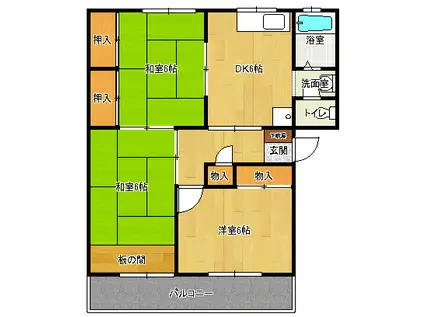 栄コーポII(3DK/2階)の間取り写真