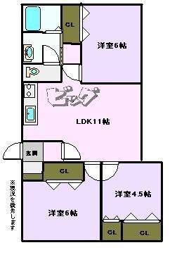 大町ハイツ(3LDK/1階)の間取り写真