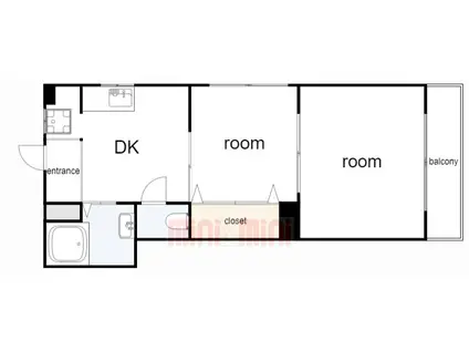 須磨南ハイツ(2DK/2階)の間取り写真