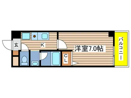 コンドミニオ内田橋(1K/6階)の間取り写真