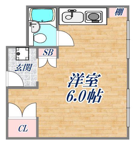 エルマーナ香枦園(ワンルーム/4階)の間取り写真