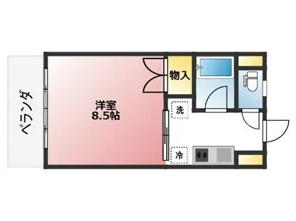 フラットリット シライ(1K/3階)の間取り写真