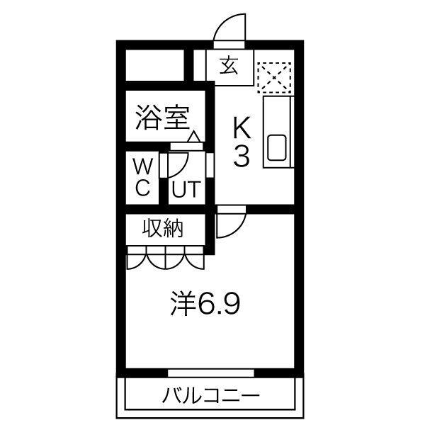 サンフィット小柳II(1K/2階)の間取り写真