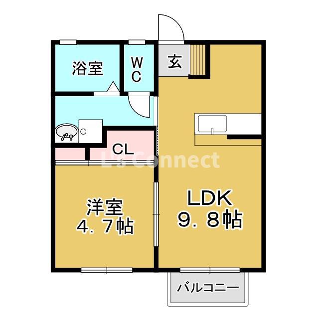 TK22(1LDK/1階)の間取り写真