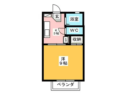 ディアス犀北 B棟(1K/1階)の間取り写真