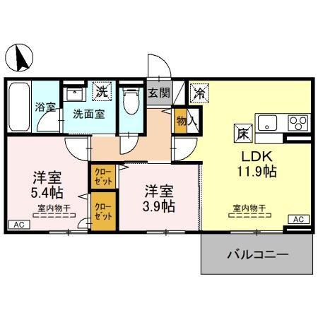 ロータスシャトー(2LDK/1階)の間取り写真