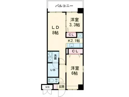 コンダクトレジデンスJINYAMA(2LDK/6階)の間取り写真