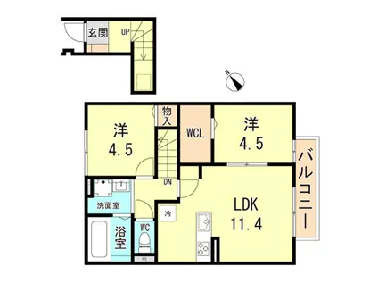 クローバー富士5号館(2LDK/2階)の間取り写真