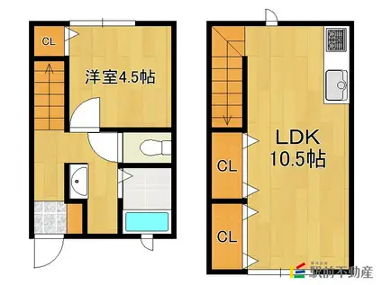 エスポワール小郡(1LDK/1階)の間取り写真