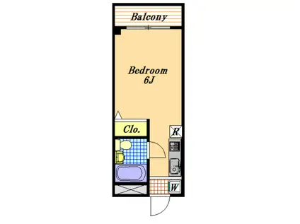 サンブライト18(ワンルーム/2階)の間取り写真