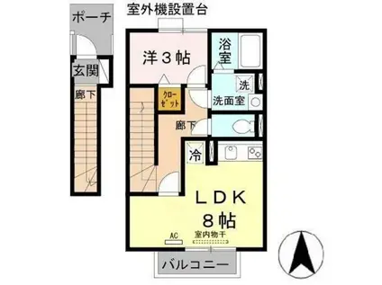 JR播但線 京口駅 徒歩20分 2階建 築20年(1LDK/2階)の間取り写真