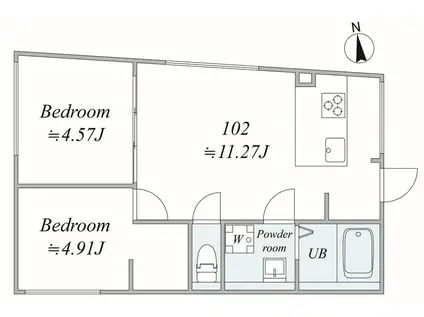 TRIAS313(2LDK/1階)の間取り写真