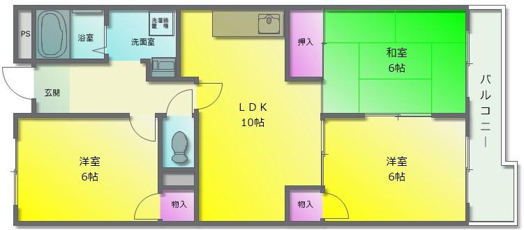 ハイツ南久宝寺(3LDK/4階)の間取り写真