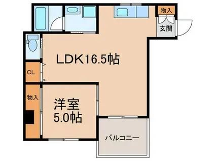 タケミカビル(1LDK/4階)の間取り写真