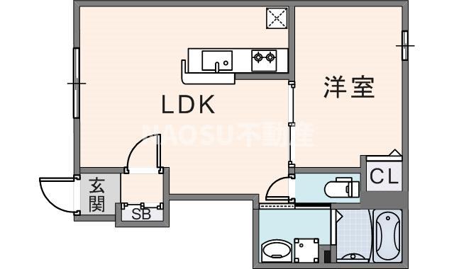 ルミエール・ソレール(1LDK/1階)の間取り写真