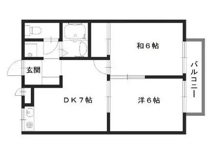 エステートピア宮ノ下II番館(2DK/2階)の間取り写真