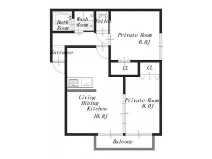 エクセルハイツ II(2LDK/2階)の間取り写真