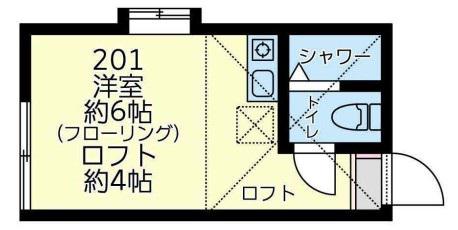 ユナイト鶴見カテドラルの杜(ワンルーム/2階)の間取り写真