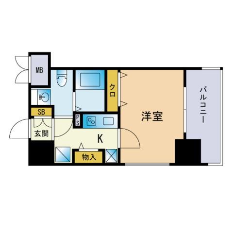 エンクレスト 香椎(1K/2階)の間取り写真