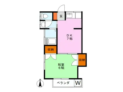 アオキハイツ(1DK/2階)の間取り写真