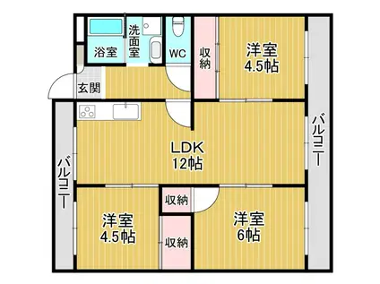 清和台ハイム2号棟(3LDK/2階)の間取り写真