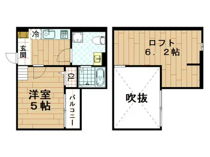 コンフォール大阪(1K/2階)の間取り写真