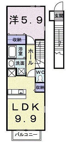 ビエント紫風IV(1LDK/2階)の間取り写真