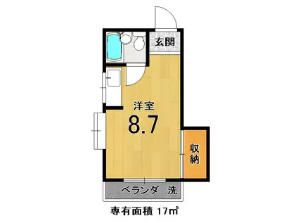 サンハイツ(ワンルーム/2階)の間取り写真