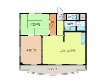 サンハイツふじ(2LDK/3階)の間取り写真