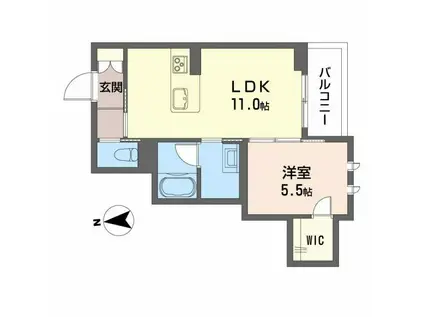 ヴィレッタ鉄砲町(1LDK/2階)の間取り写真