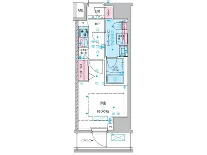 ジェノヴィア西川口III(1K/3階)の間取り写真