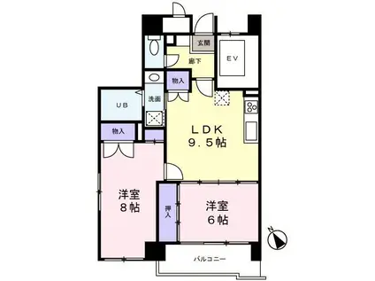 リリーマンション1号館(2LDK/2階)の間取り写真