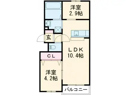 LIFEFIELDみやま(1SLDK/2階)の間取り写真