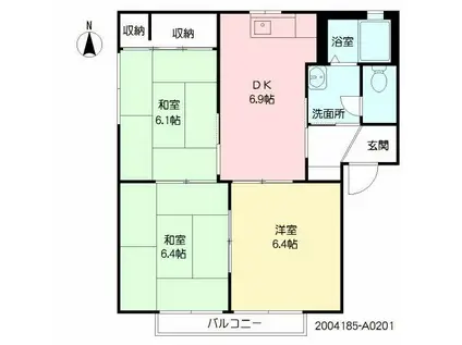 アビーロード A(3DK/2階)の間取り写真