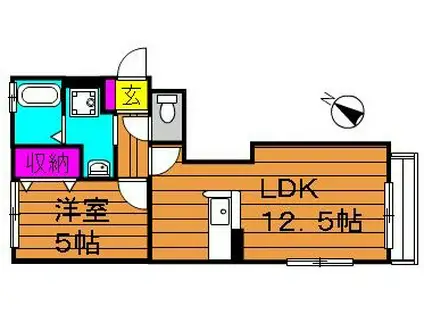 フラッツア西市(1LDK/2階)の間取り写真