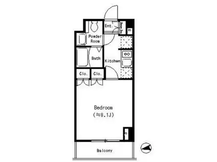 パークキューブ四谷三丁目(ワンルーム/1階)の間取り写真