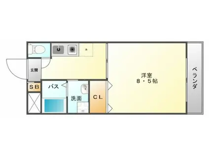 ヴィラほったII(1K/4階)の間取り写真